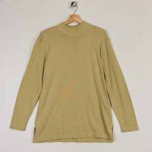 Gantos Vintage Gold Sparkle Shimmer Glitter Mock Neck Sweater Women's‎ Small